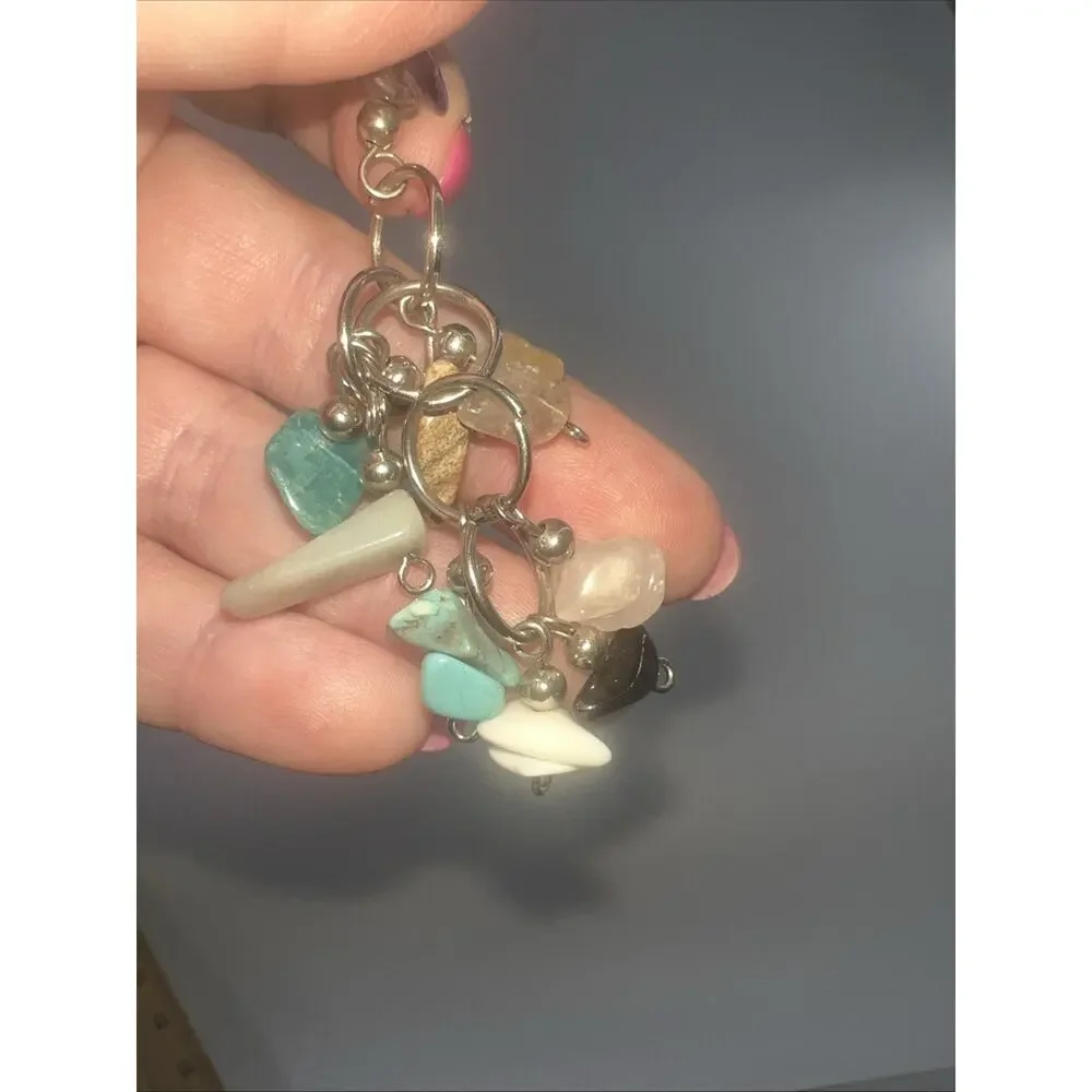 Pendant Purse Charm Dangle Gemstones Beads Silver Necklace